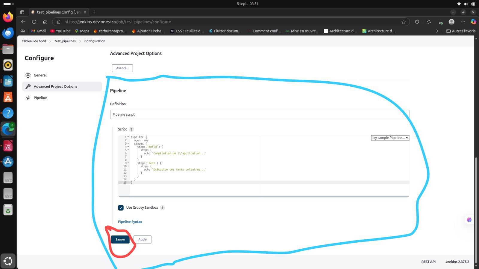 Script du pipeline Jenkins
