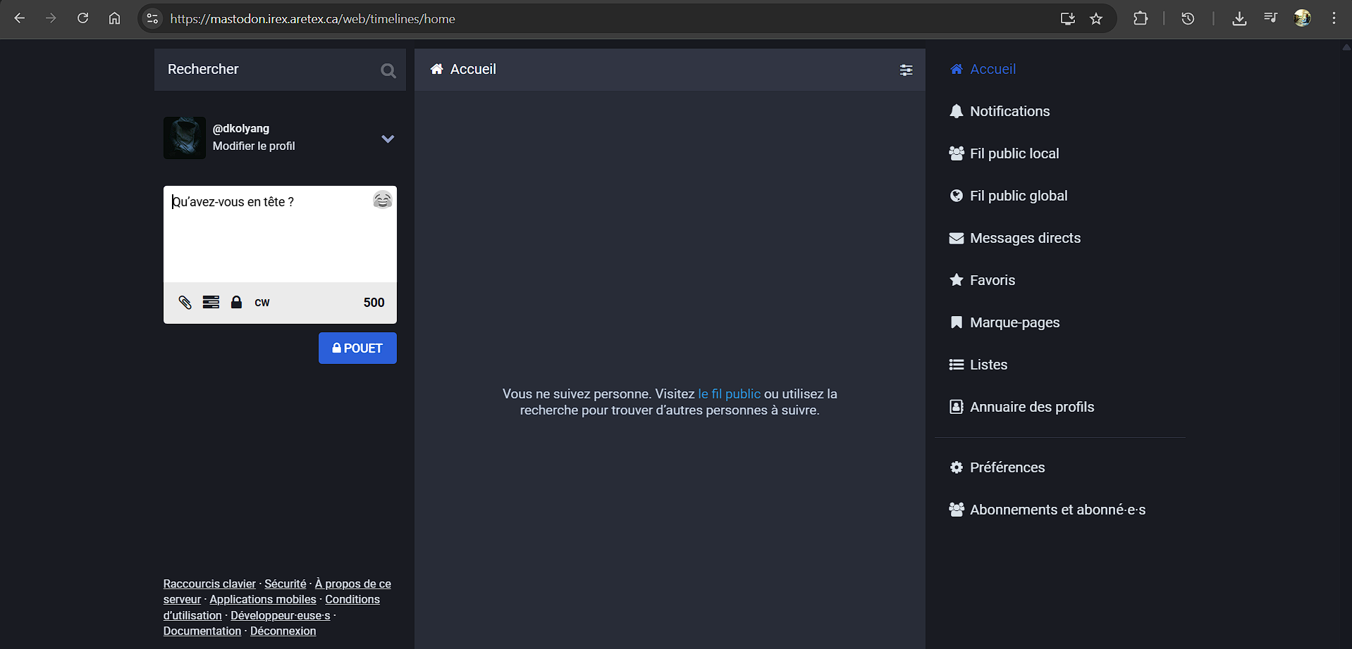 Accueil Mastodon