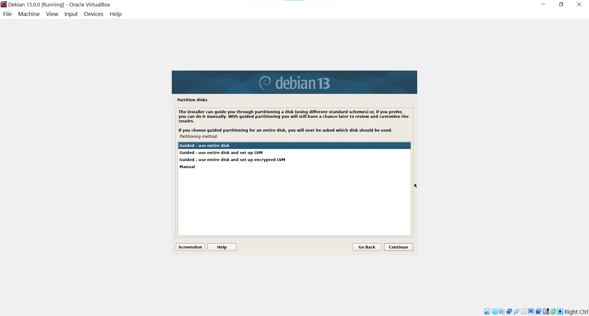 Partition the disk