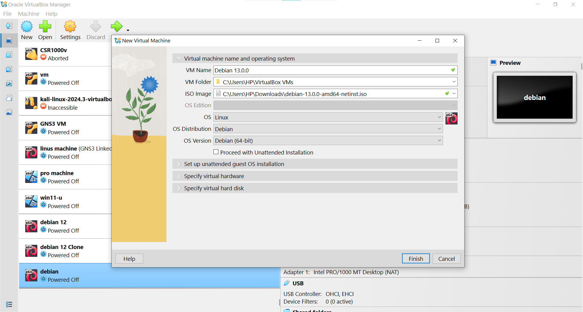Virtual Machine Name and Operating System