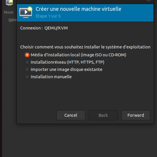 Sélection méthode installation