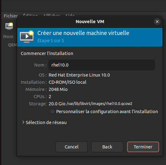 Finalisation VM