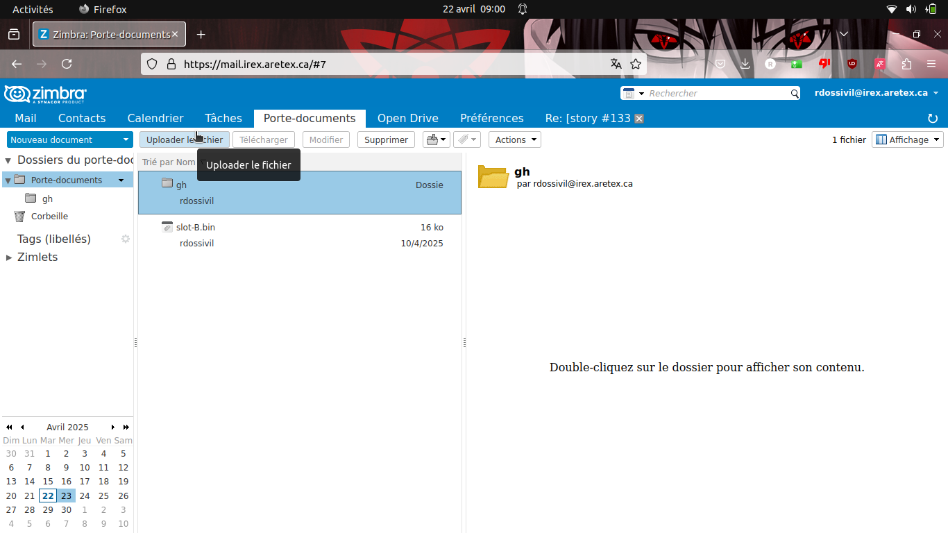 Option d'upload de fichiers